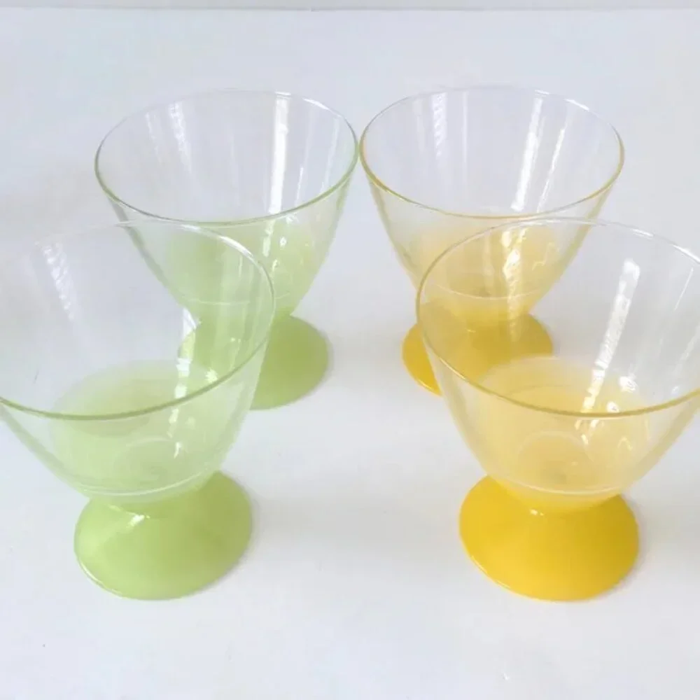 Vintage Luminarc France Pastel Sundae Sherbet Pedestal Bowls Mid Century Set 8
